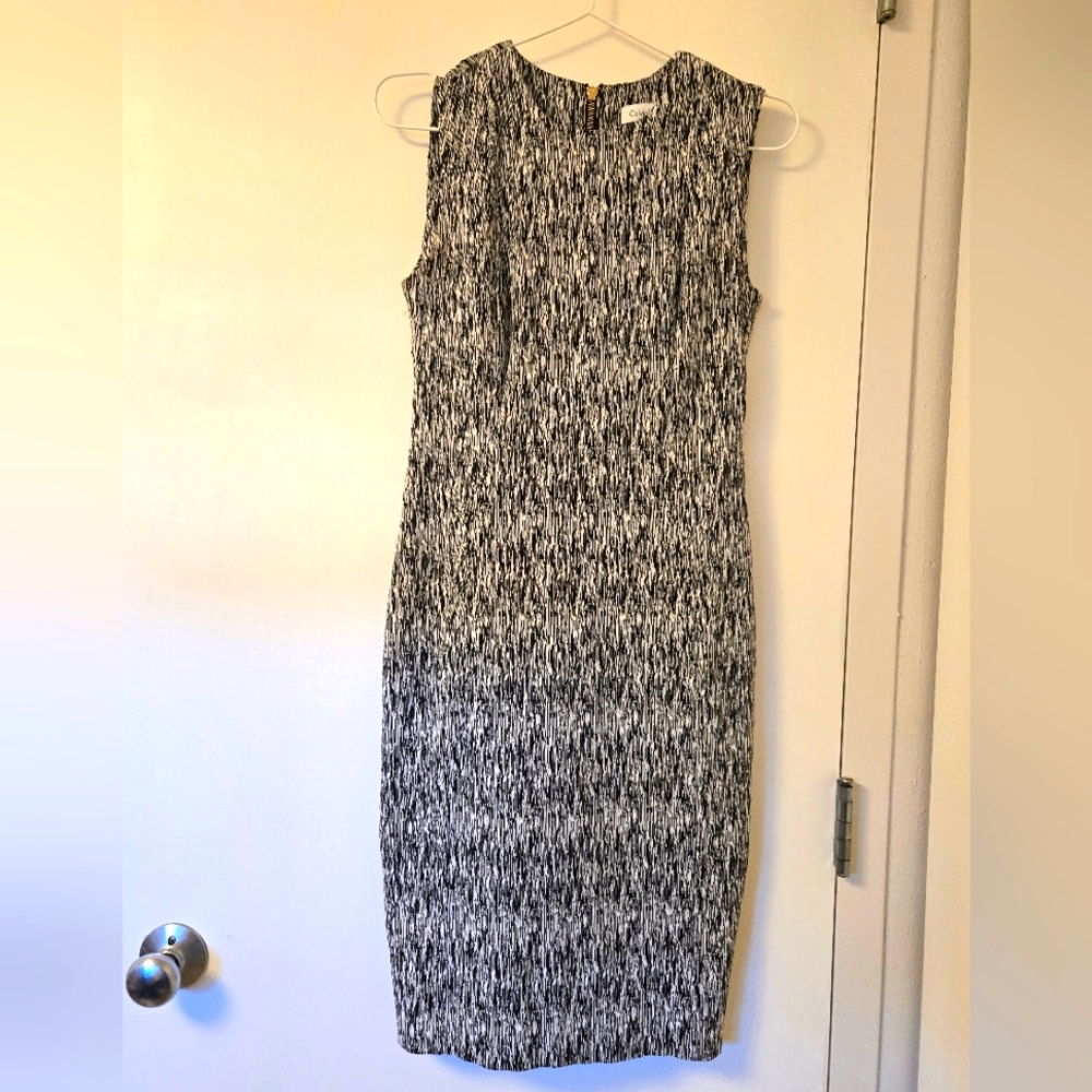 EUC Calvin Klein black/white sleeveless‎ dress